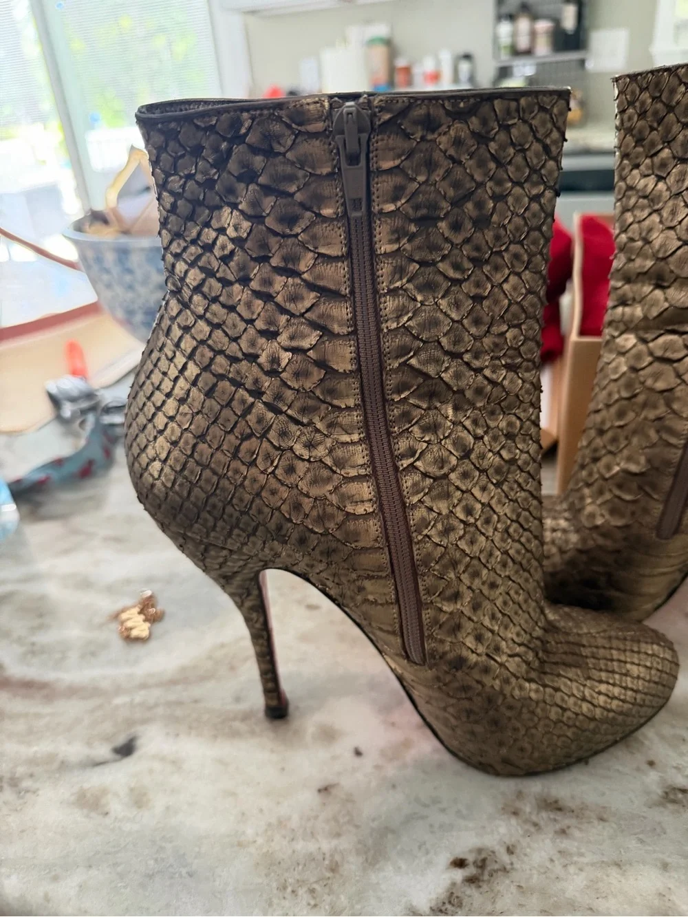 Christian Louboutin Feticha Booty Python Bronze 39.5 - Picture 3 of 8